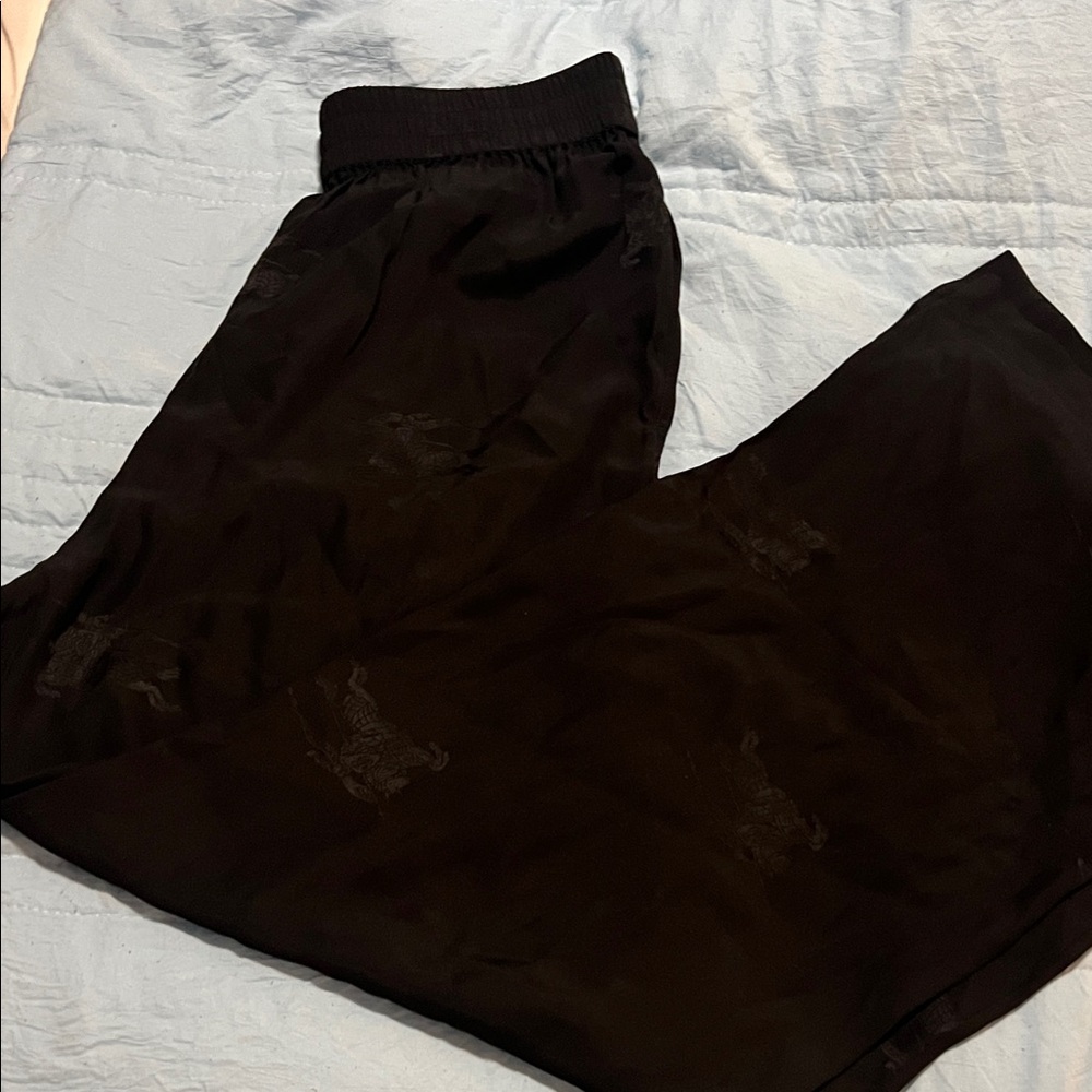 Burberry Women's Black Satin Straight Leg Pants
